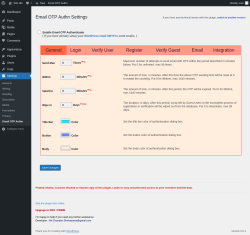 Page screenshot: Settings → Email OTP Authn