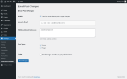 Page screenshot: Settings → Email Post Changes