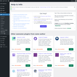 Page screenshot: Icegram Express &rarr; Help & Info