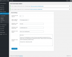 Page screenshot: ETD Downloads &rarr; Settings