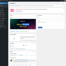 Page screenshot: Dashboard &lsaquo; Test site &mdash; WordPress