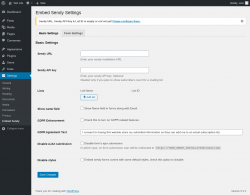 Page screenshot: Settings &rarr; Embed Sendy