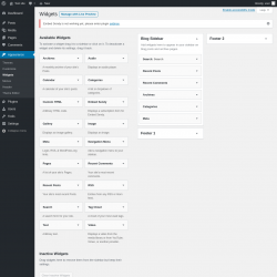 Page screenshot: Widgets &lsaquo; Test site &mdash; WordPress