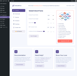 Page screenshot: EmbedPress Settings &lsaquo; Test site &mdash; WordPress