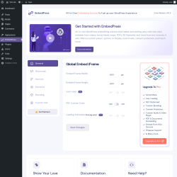 Page screenshot: EmbedPress Settings &lsaquo; Test site &mdash; WordPress