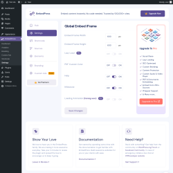 Page screenshot: EmbedPress &rarr; Settings