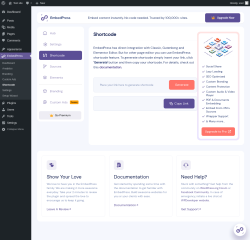 Page screenshot: EmbedPress &rarr; Shortcode