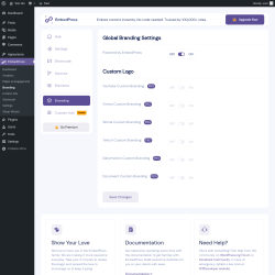 Page screenshot: EmbedPress &rarr; Branding