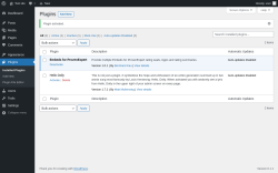 Page screenshot: Plugins ‹ Test site — WordPress