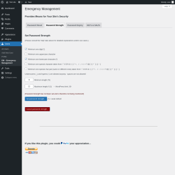 Page screenshot: Users &rarr; EM &ndash; Emergency Management &rarr; Password Strength