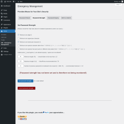 Page screenshot: Users &rarr; EM &ndash; Emergency Management &rarr; Password Strength