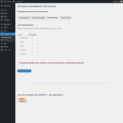 Page screenshot: Emergency Mgmt. &rarr; Password Expiry