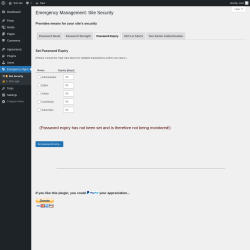 Page screenshot: Emergency Mgmt. &rarr; Password Expiry