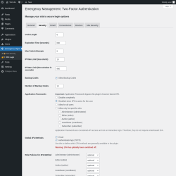 Page screenshot: Emergency Mgmt. &rarr; 2FA Login &rarr; 
					Security				