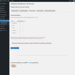 Page screenshot: Emergency Mgmt. &rarr; Password Expiry