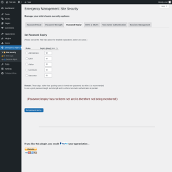 Page screenshot: Emergency Mgmt. &rarr; Password Expiry