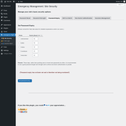Page screenshot: Emergency Mgmt. &rarr; Password Expiry