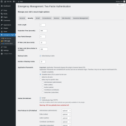 Page screenshot: Emergency Mgmt. &rarr; 🔐📱 2FA Login &rarr; 
					Security				