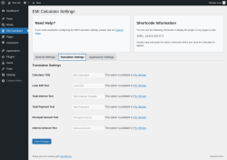 Page screenshot: Emi Calculator → Translation Settings