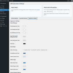 Page screenshot: Emi Calculator → Appearance Settings