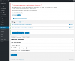 Page screenshot: EDirectory → Settings → Taxonomies