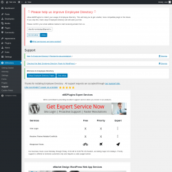 Page screenshot: EDirectory → Support
