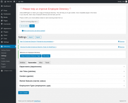 Page screenshot: EDirectory &rarr; Settings &rarr; Taxonomies