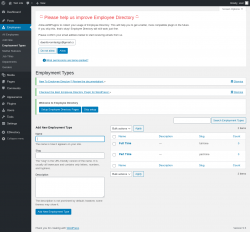 Page screenshot: Employees &rarr; Employment Types
