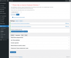 Page screenshot: EDirectory → Settings → Taxonomies