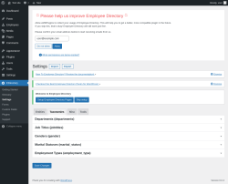 Page screenshot: EDirectory → Settings → Taxonomies