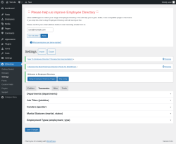 Page screenshot: EDirectory → Settings → Taxonomies