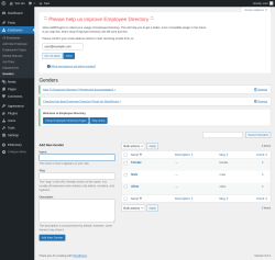 Page screenshot: Employees → Genders