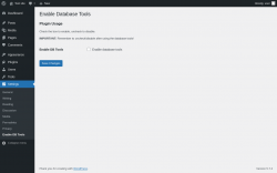 Page screenshot: Settings &rarr; Enable DB Tools