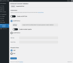 Page screenshot: Enhanced Comment Validation &rarr; 
						Google ReCAPTCHA					