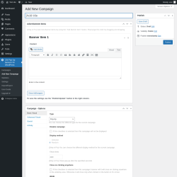 Page screenshot: CM Pop-Up banners for WordPress → Add New Campaign