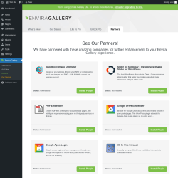 Page screenshot: Envira Gallery &rarr;  Partners