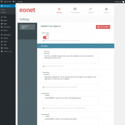 Page screenshot: Eonet → Manual User Approve