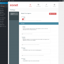 Page screenshot: Eonet → Manual User Approve