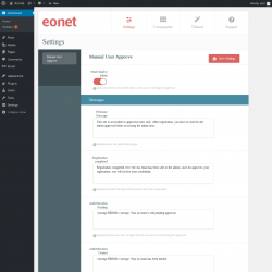 Page screenshot: Eonet → Manual User Approve