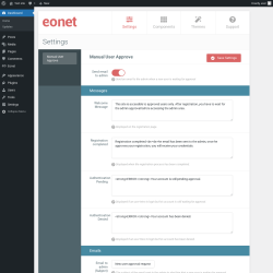 Page screenshot: Eonet → Manual User Approve