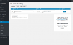 Page screenshot: Settings  &rarr; EPS Redirects