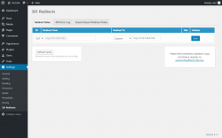 Page screenshot: Settings  &rarr; 301 Redirects