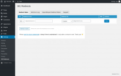 Page screenshot: Settings &rarr; 301 Redirects