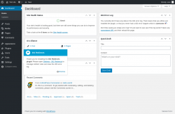 Page screenshot: Dashboard &lsaquo; Test site &mdash; WordPress
