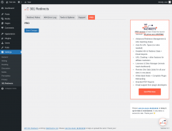 Page screenshot: Settings &rarr; 301 Redirects &rarr; PRO