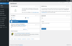 Page screenshot: Dashboard &lsaquo; Test site &mdash; WordPress