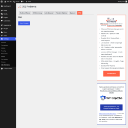 Page screenshot: Settings &rarr; 301 Redirects &rarr; PRO