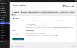 Page screenshot: Settings &rarr; eRecht24 Rechtstexte