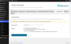 Page screenshot: Settings &rarr; eRecht24 Rechtstexte &rarr;  Google Analytics