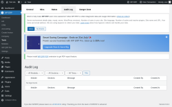 Page screenshot: WP ERP → Tools → Audit Log